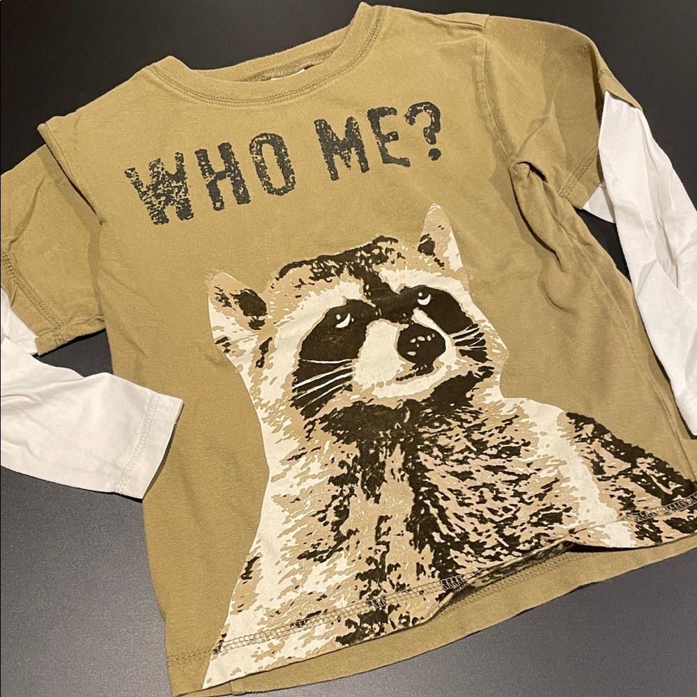 Gymboree Brown and White Raccoon Long Sleeve Tee